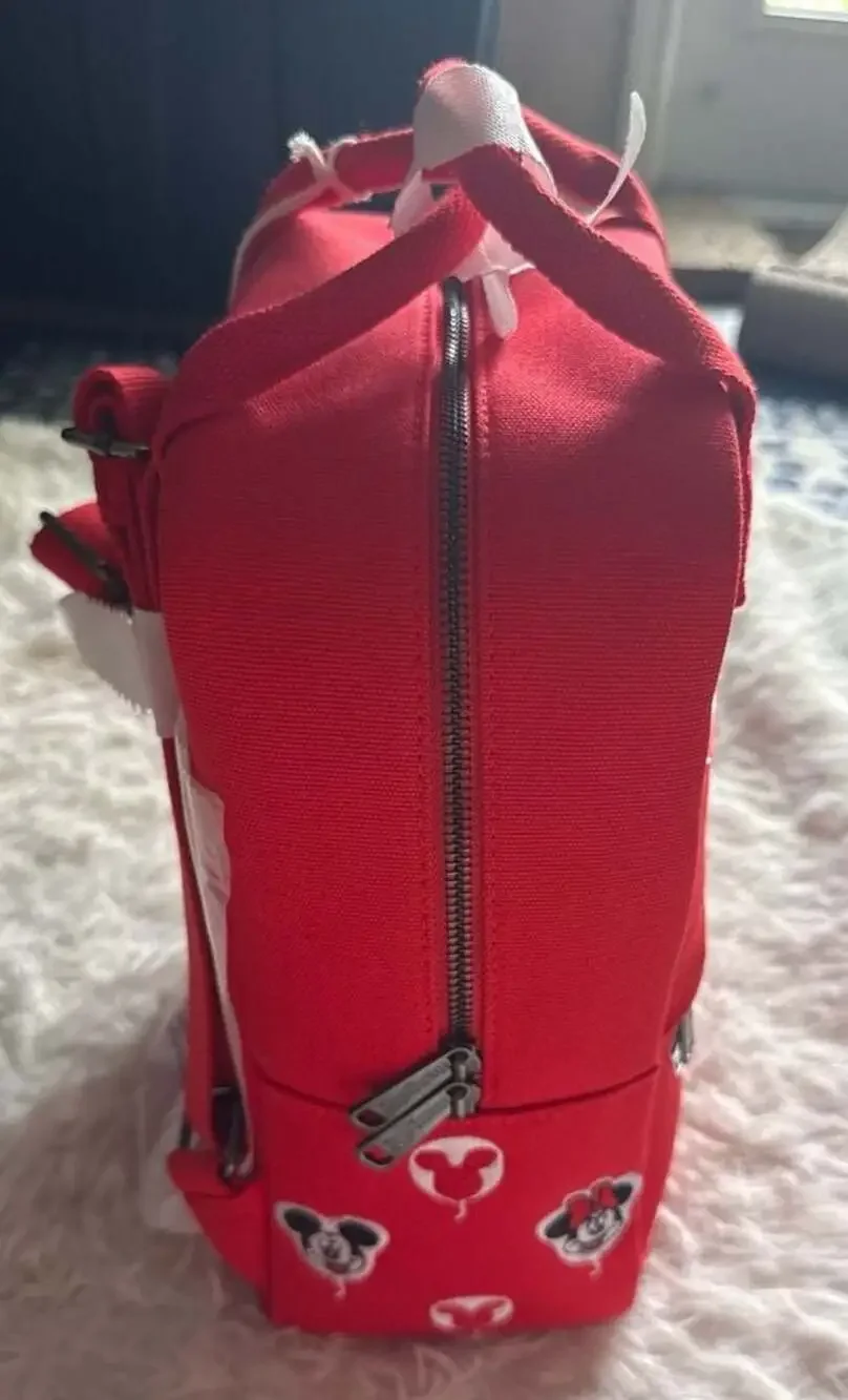 Disney Parks Loungefly Mickey & Minnie Mouse Balloon Red Canvas Backpack